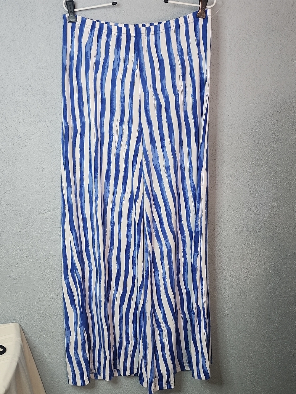 Zac & Rachel Blue and White Vertical Stripe Wide-Leg Pants